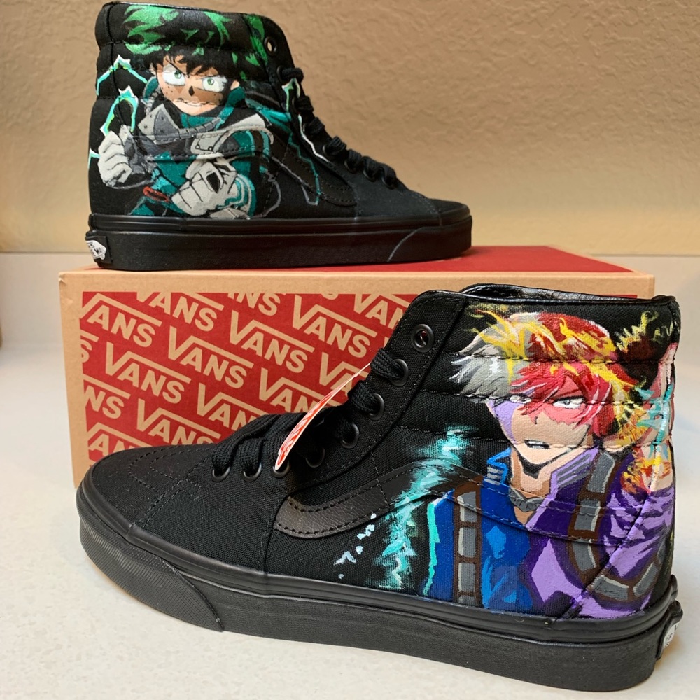 Custom black high top Vans